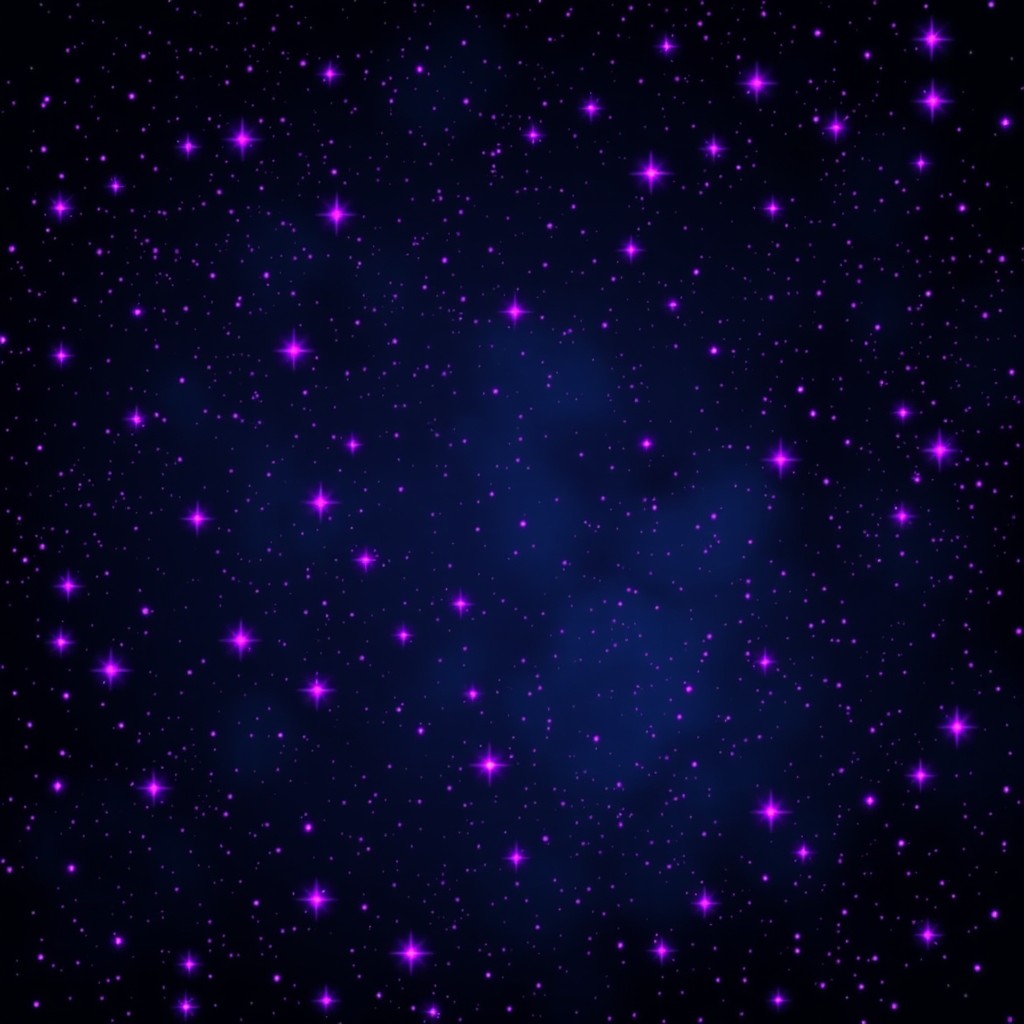 A captivating cosmic space background filled with scattered purple stars, creating a sense of vastness and depth