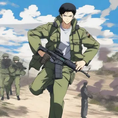 The main character in the anime series is a military man with exceptional combat skills.