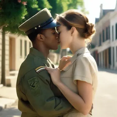 In the romantic movie, the love interest falls for a military man stationed in their town.