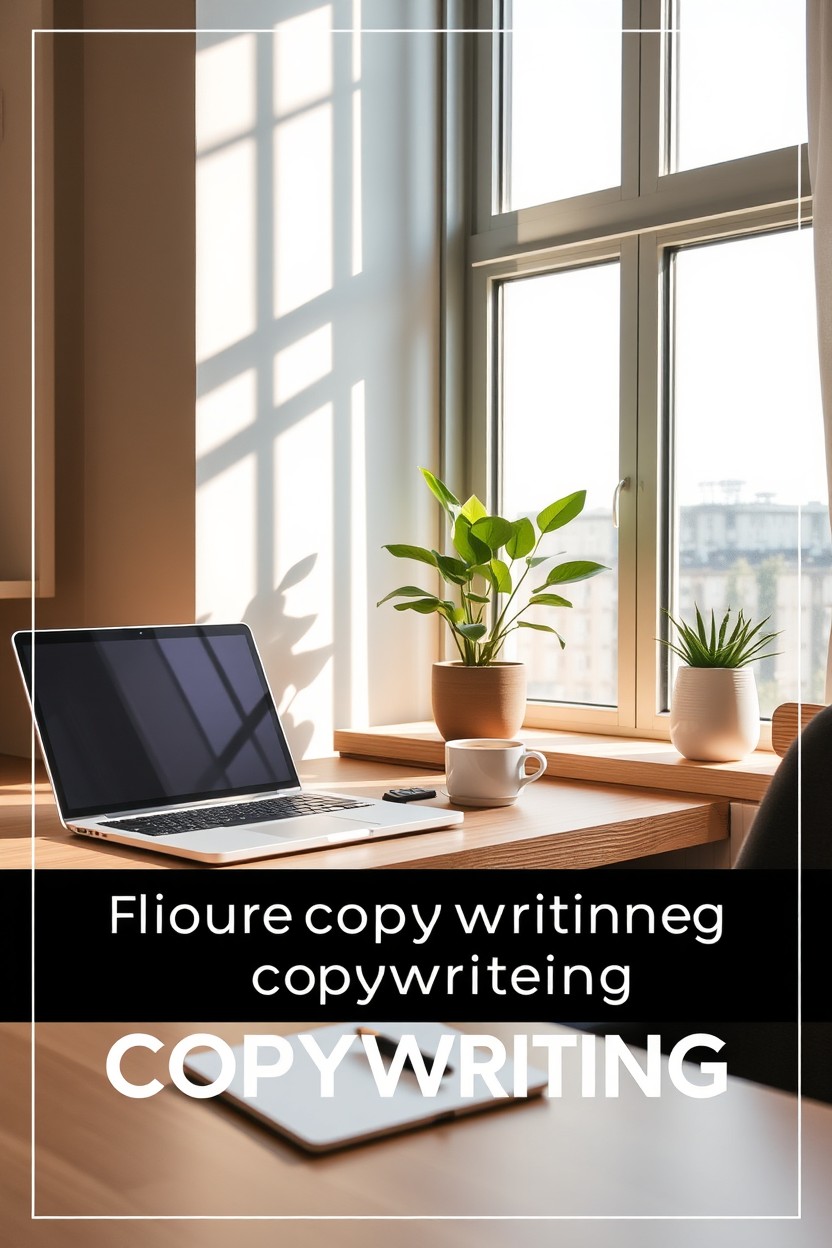 A beautifully designed graphic featuring a modern and elegant workspace with a sophisticated and stylish desk setup