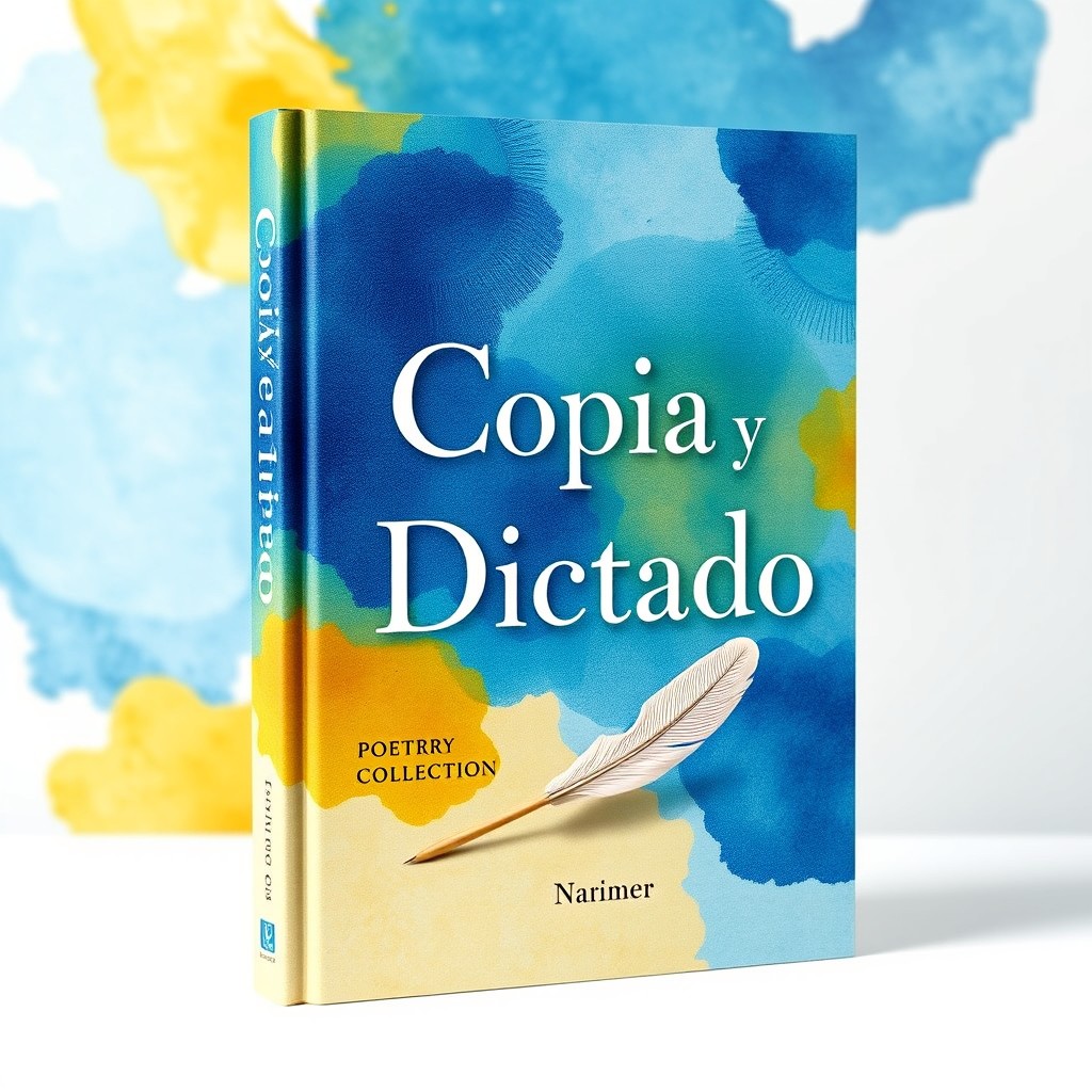 A captivating book cover design for a poetry collection titled "Copia y Dictado"