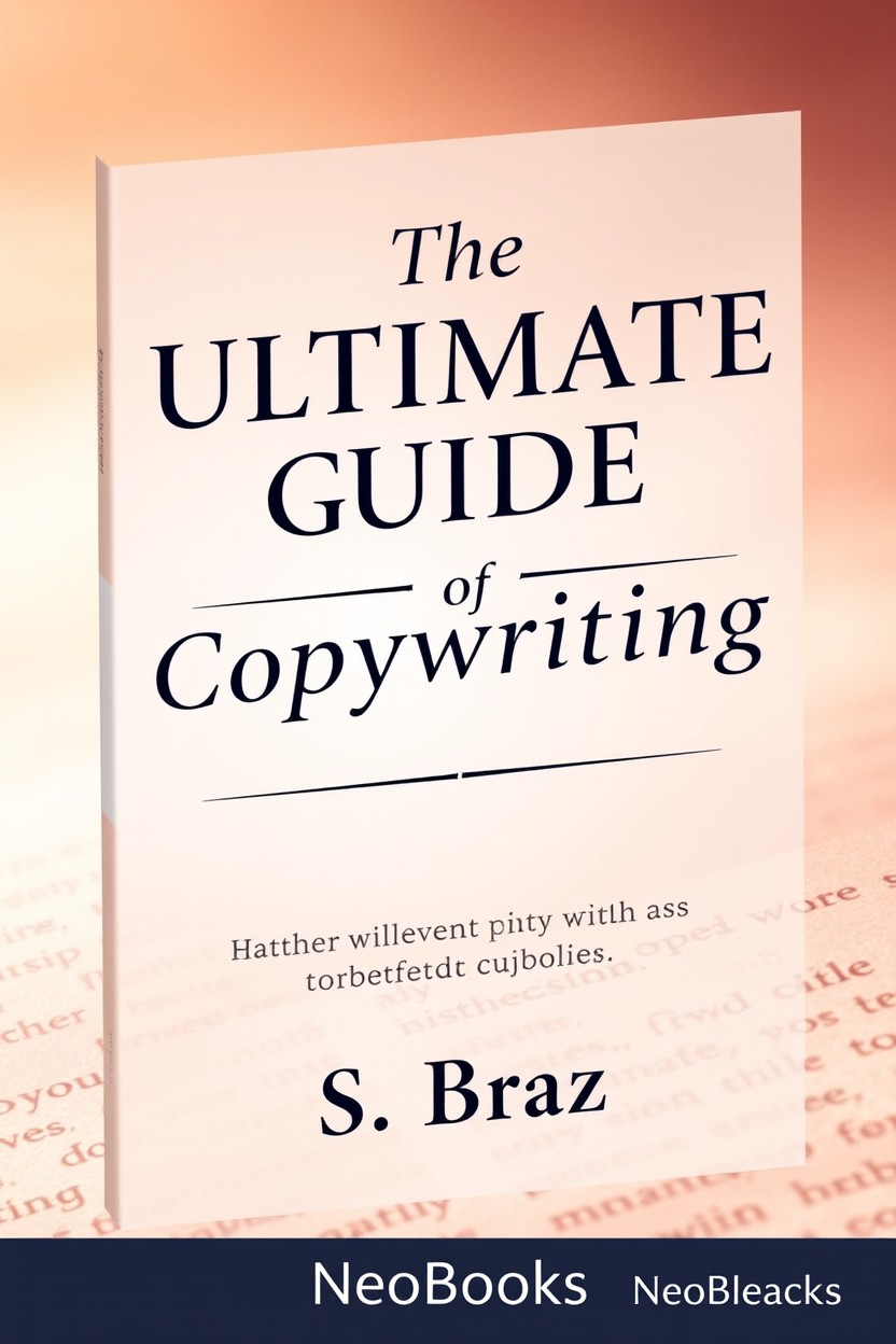 A visually striking book cover design for 'The Ultimate Guide of Copywriting'