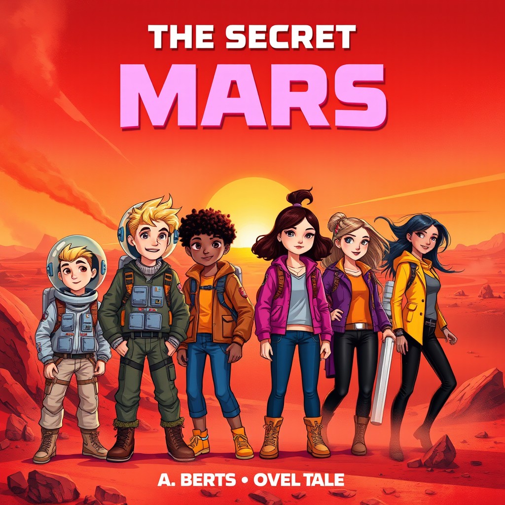 An engaging cover design for the novel titled 'The Secret of Mars', set on the vibrant planet Mars