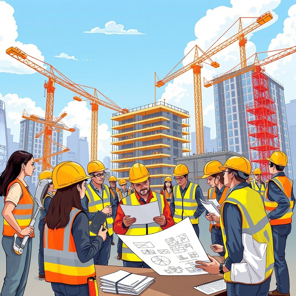 Dynamic Construction Management Scene: Teamwork in Action