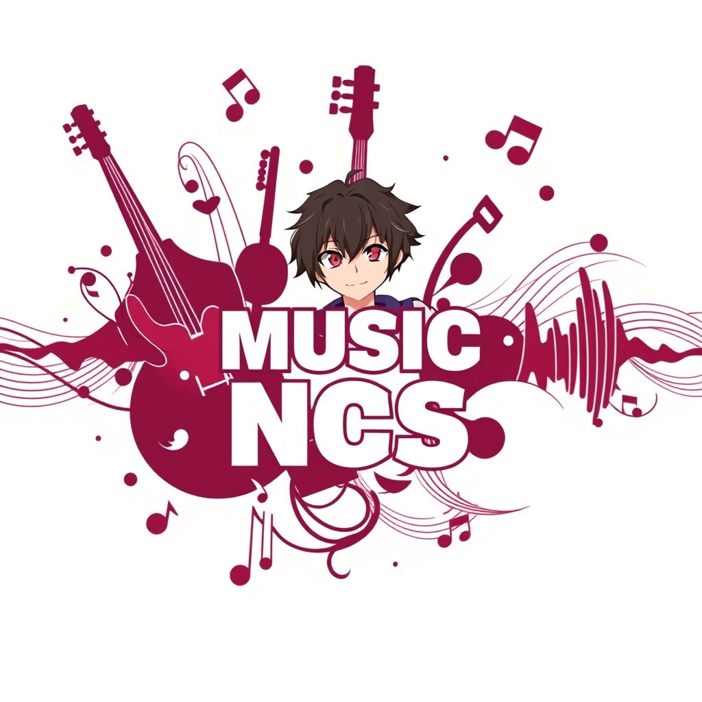 An unusual anime-style avatar for a YouTube channel themed around copyright-free music