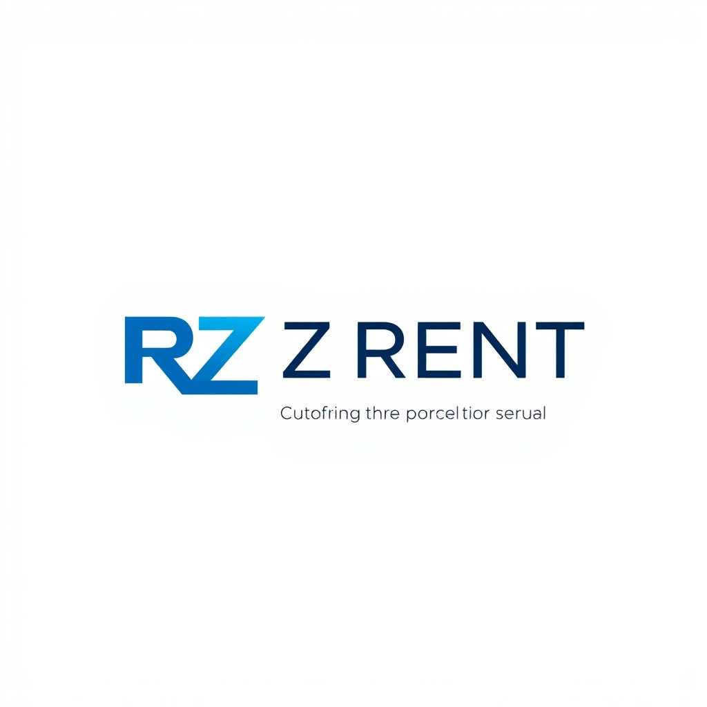 A minimalist and elegant logo for 'RZ RENT', a rental company specializing in utility vehicles for parcel transport professionals