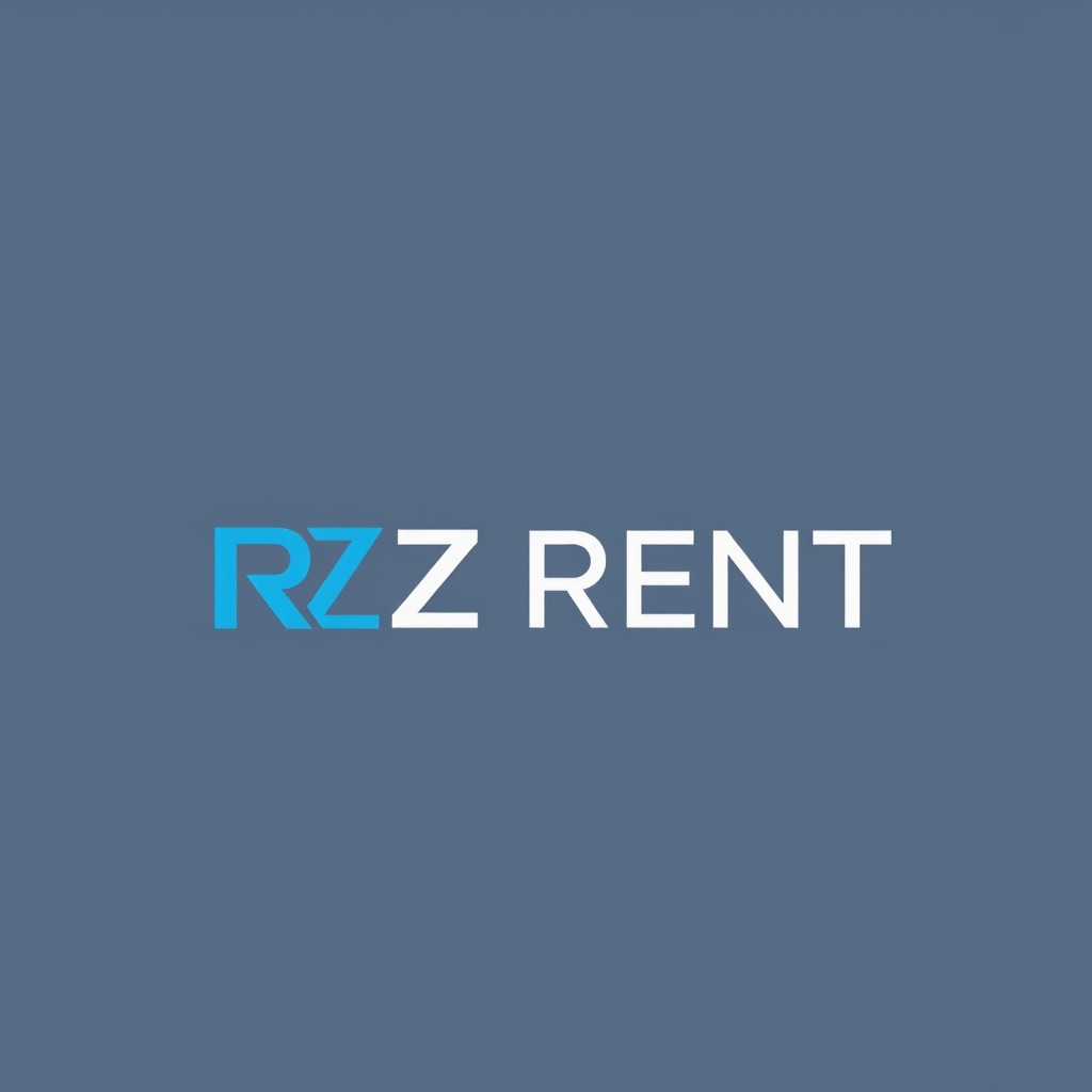 A minimalist and elegant logo design for 'RZ RENT', a rental company specializing in utility vehicles for parcel transport professionals