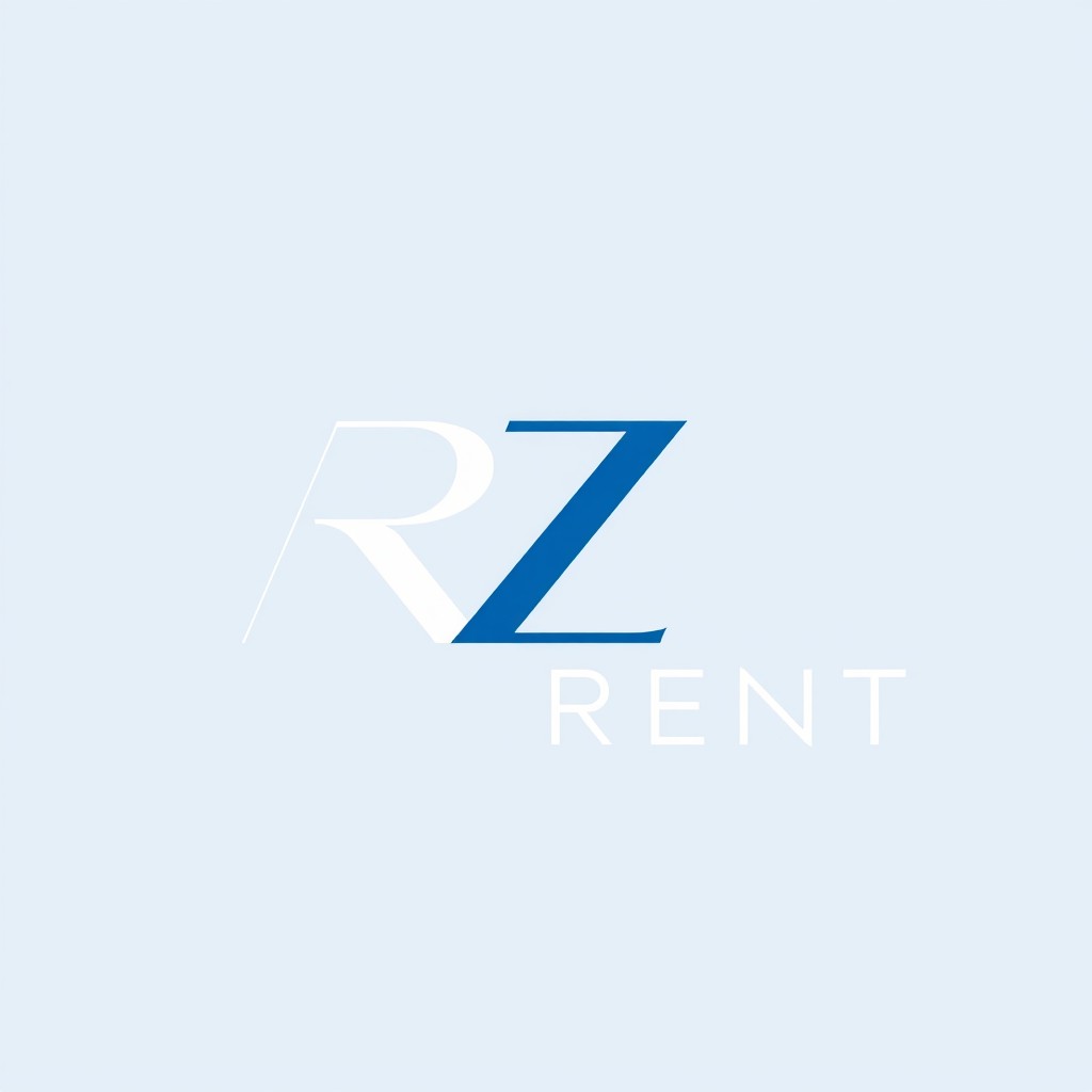 A minimalist and elegant logo for 'RZ RENT UTILITAIRES', a rental company specializing in utility vehicles for parcel transport professionals
