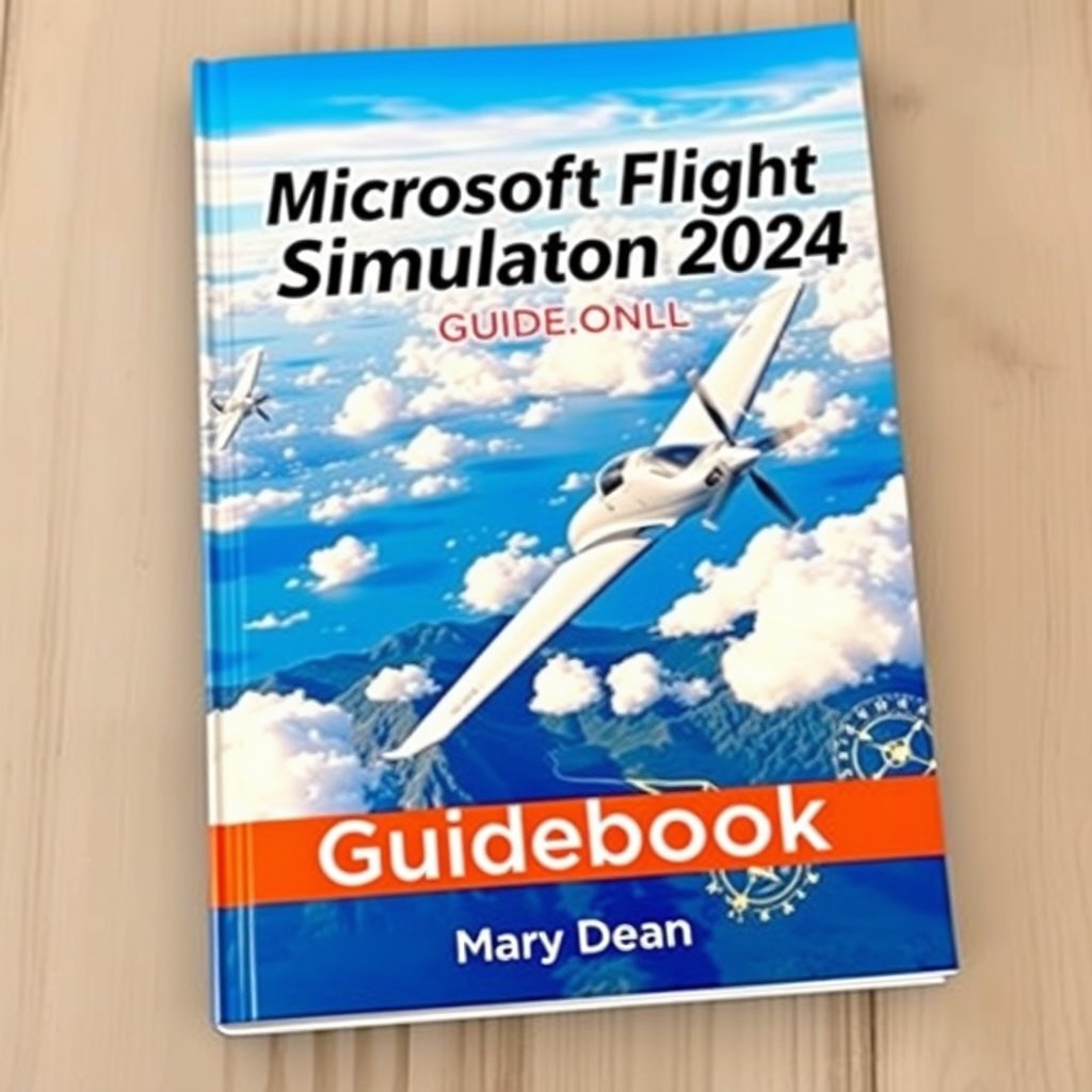 A comprehensive guidebook titled 'Microsoft Flight Simulation 2024 Guidebook' authored by Mary Dean, featuring a visually striking cover