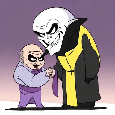 In the cartoon show, the villain constantly expresses his death wish to the main character.