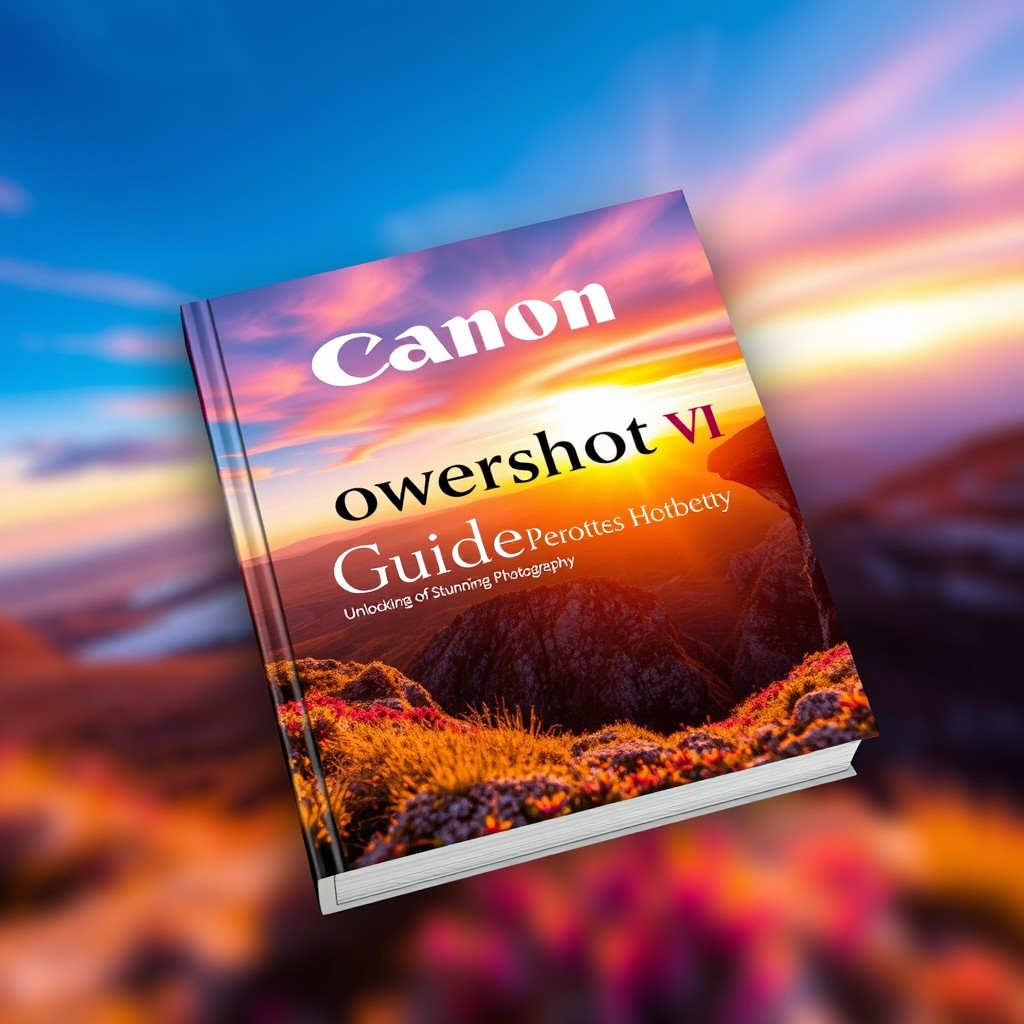 Cover design for 'Canon Powershot V1 Guidebook by Ben Taylor', featuring a stunning, vibrant photograph showcasing a scenic landscape captured with the Powershot V1 camera