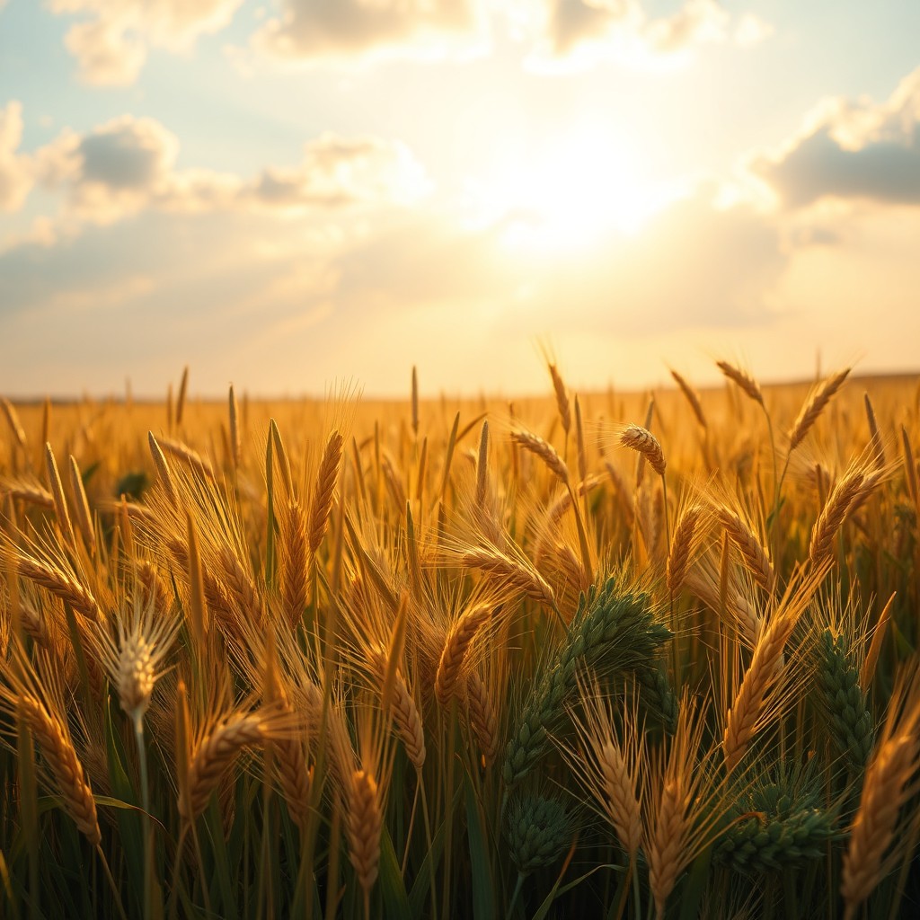 A visually captivating scene illustrating the parable of the wheat and the tares