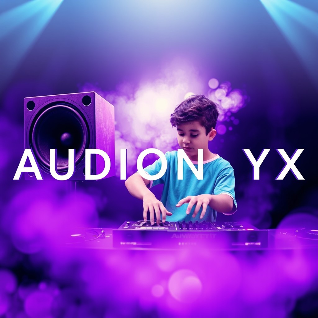 An artistic representation of the word 'AUDIONYX' with the letter 'O' designed as a speaker