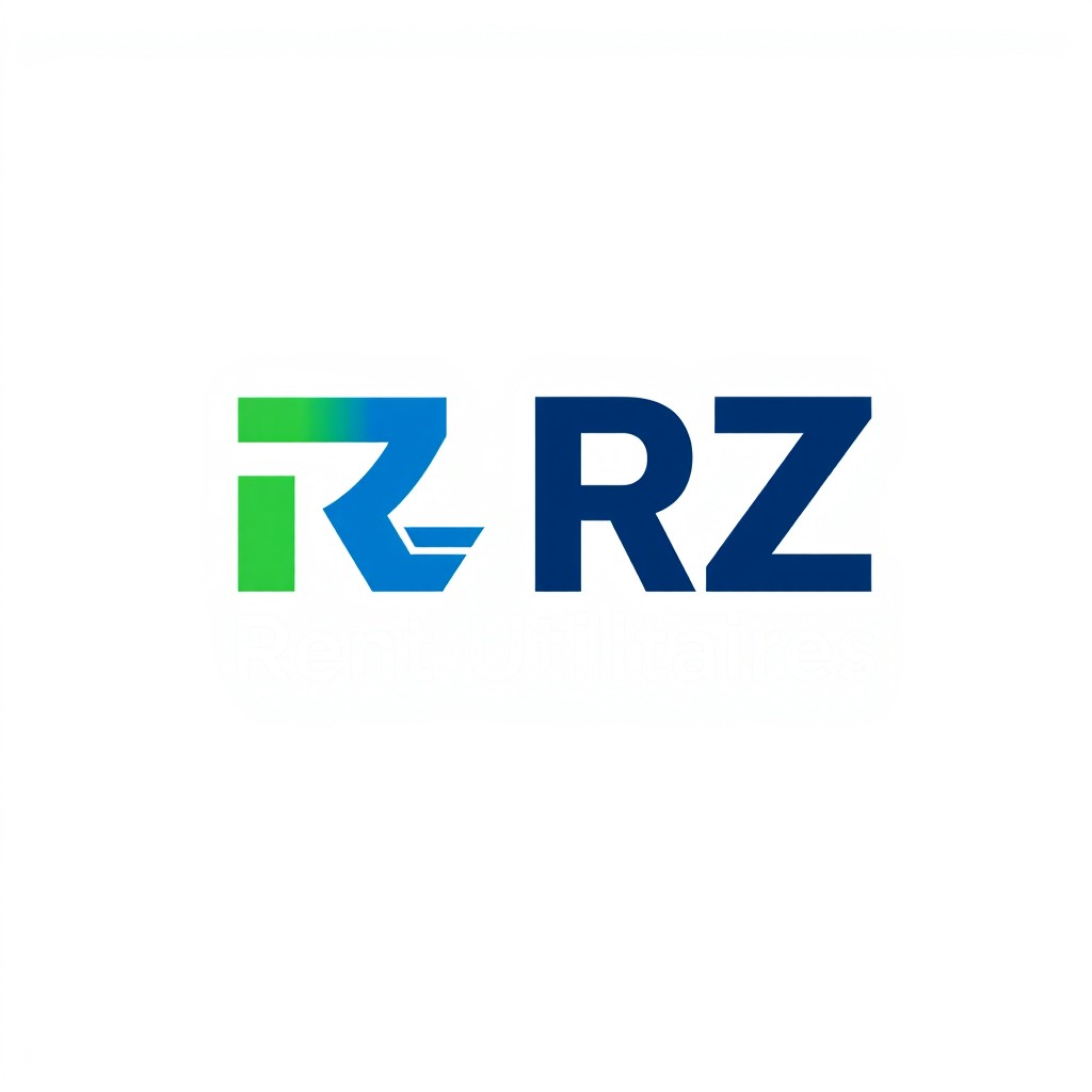 A modern and professional logo design for 'RZ Rent Utilitaires', a company specializing in utility vehicle rentals for parcel transport
