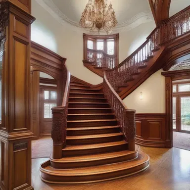 The Victorian-style mansion showcased beautiful millwork, including carved wooden moldings and intricate staircase railings.