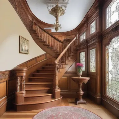 The Victorian-style mansion showcased beautiful millwork, including carved wooden moldings and intricate staircase railings.