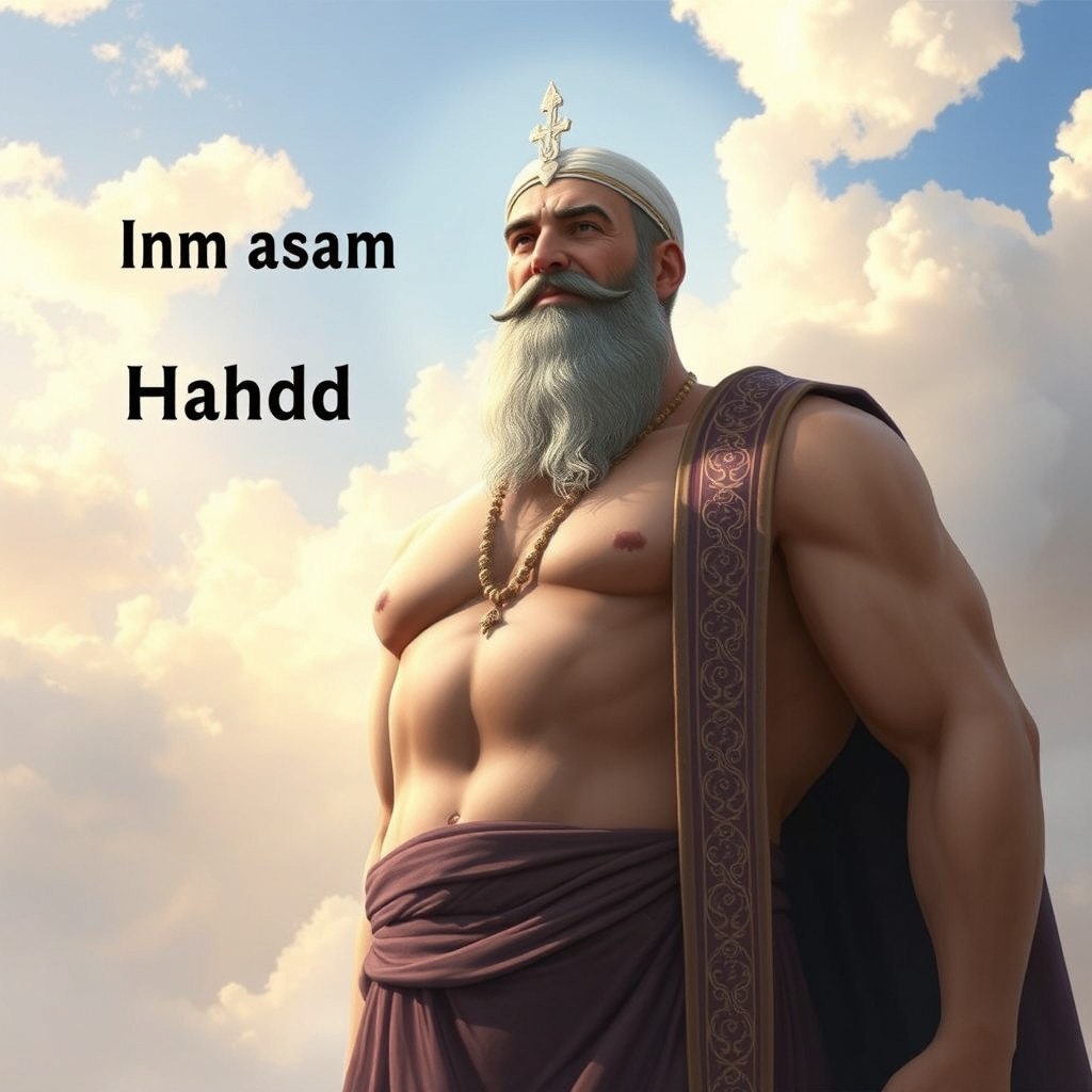 Imam Mahdi, a tall figure standing at two meters with a strong, muscular physique