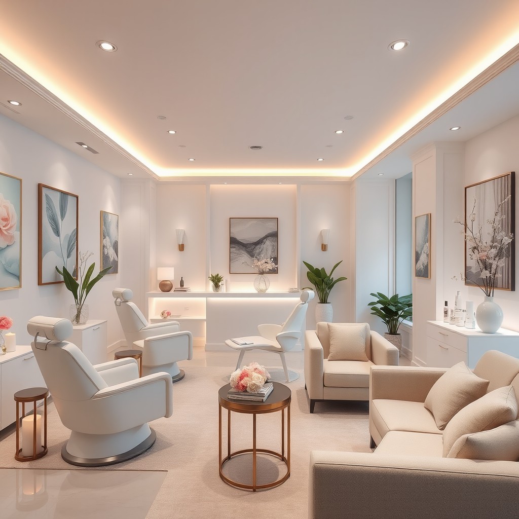A luxurious aesthetic center elegantly designed to promote relaxation and beauty