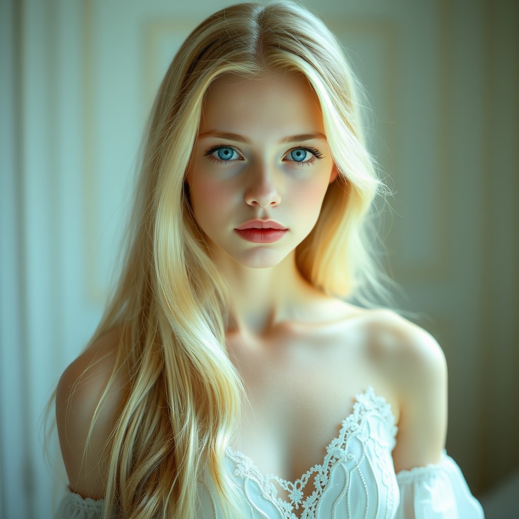 Fleur Isabelle Delacour, a stunning quarter-Veela girl, about 17-18 years old, radiating extraordinary beauty