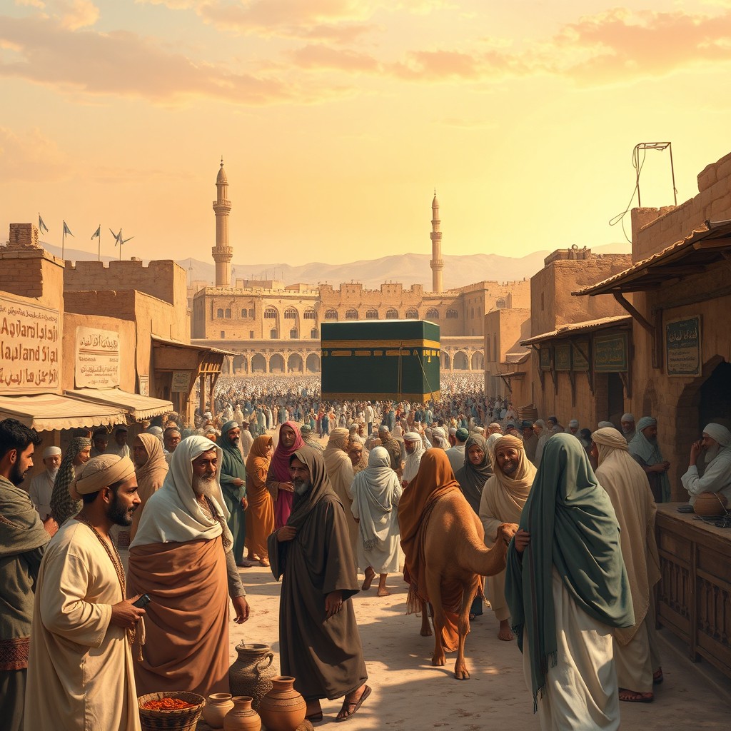 A historical depiction of life in Mecca during the time of the Prophet Muhammad