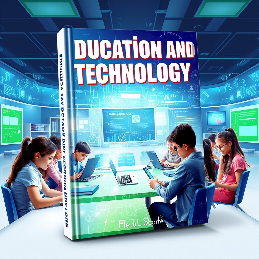 A visually striking book cover design focused on the theme of education and technology