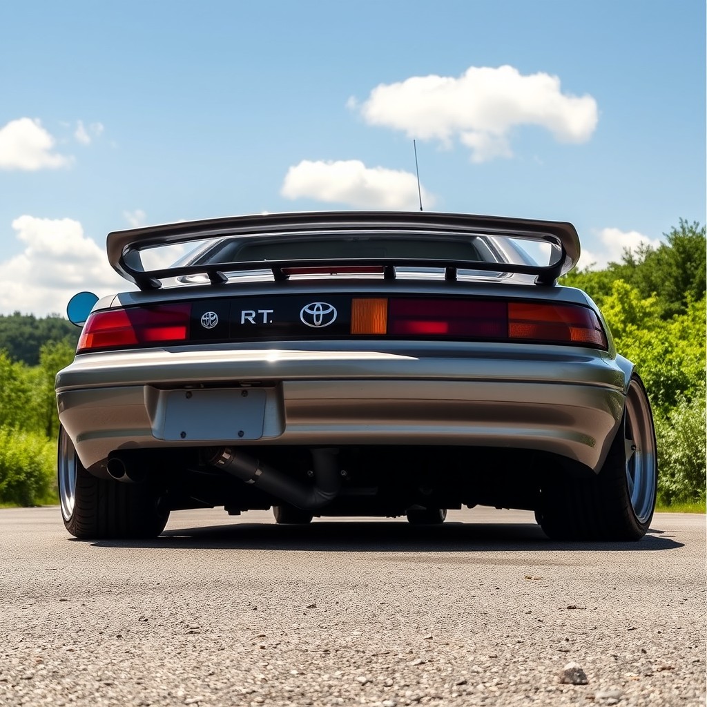 A stunning rear view of a Toyota MR2 W20 restomod car, showcasing its sleek lines and modern upgrades