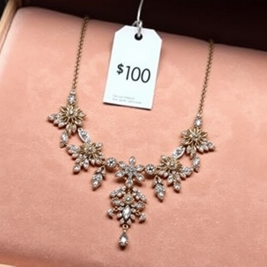 A beautifully crafted elegant necklace displayed on a soft velvet background