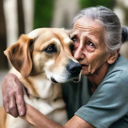 A deeply moving scene capturing a dog's eyes intensely locked with its owner's, radiating an undeniable bond of companionship and unconditional love.