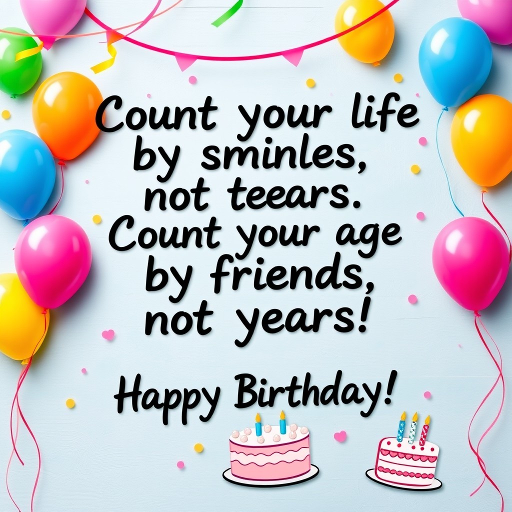 A beautifully crafted birthday quote displayed artistically on a colorful, celebratory background