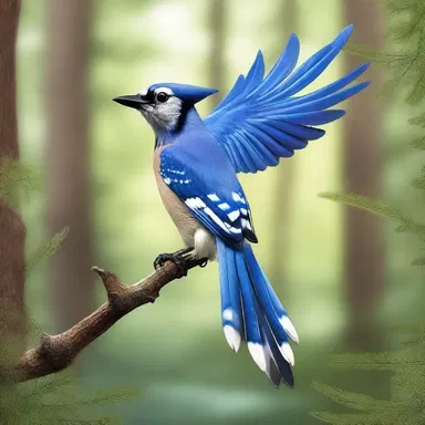 In the enchanted forest, a magnificent blue jay soared through the sky, guiding the lost travelers to their destination.