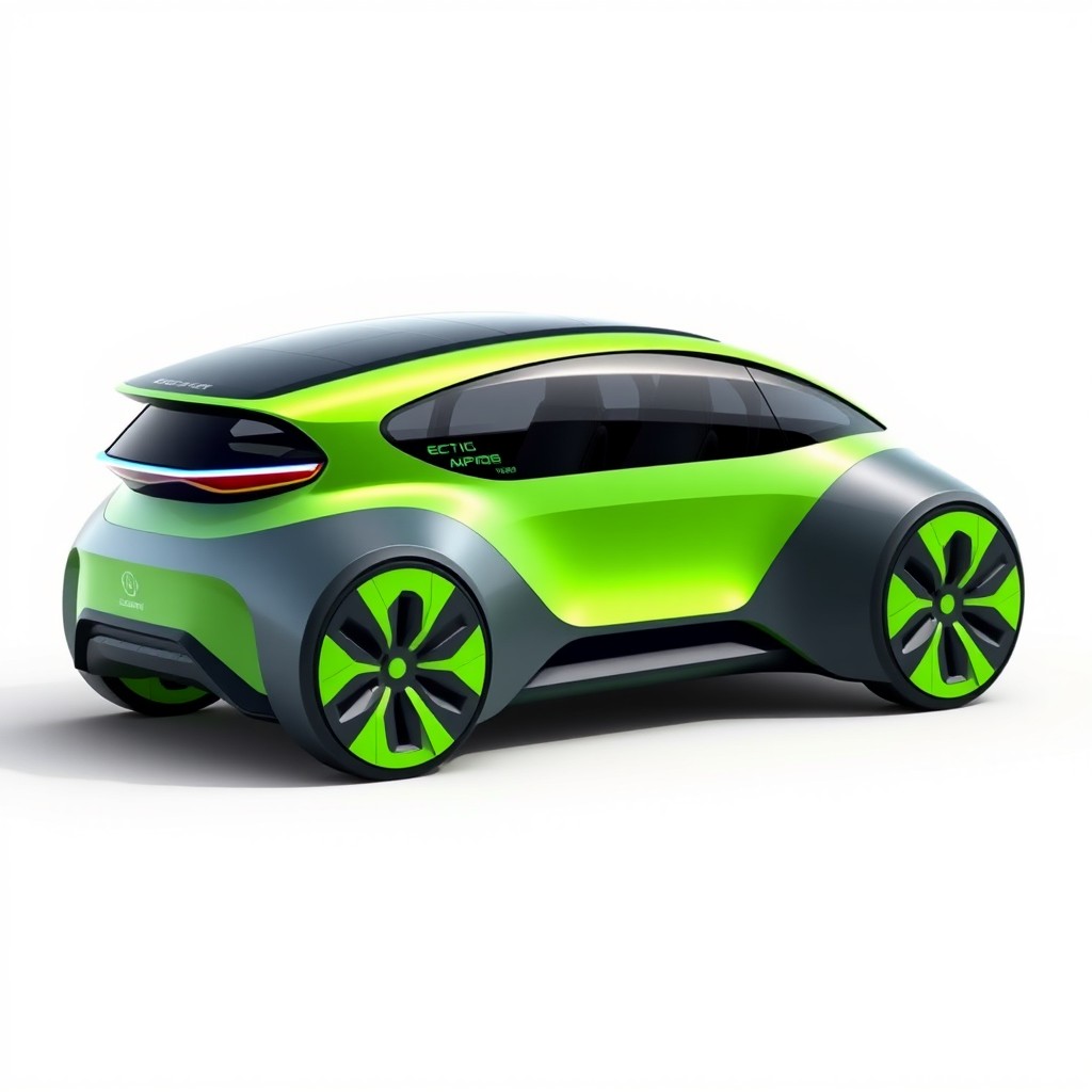 A futuristic electric vehicle design, showcasing innovation in structure and appearance, aligning with principles of sustainability and efficiency