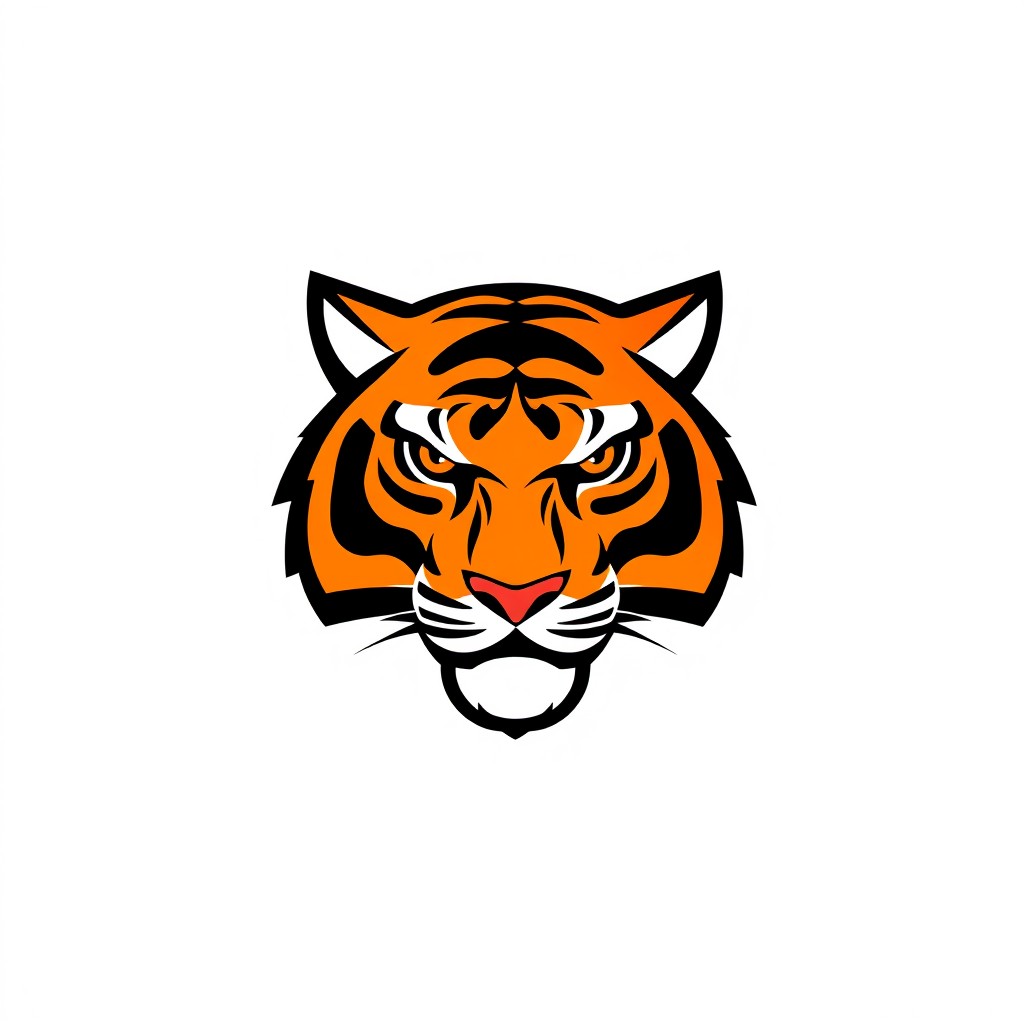 A sleek and modern tiger logo design, showcasing an abstract representation of a tiger's head with sharp features and fierce expression