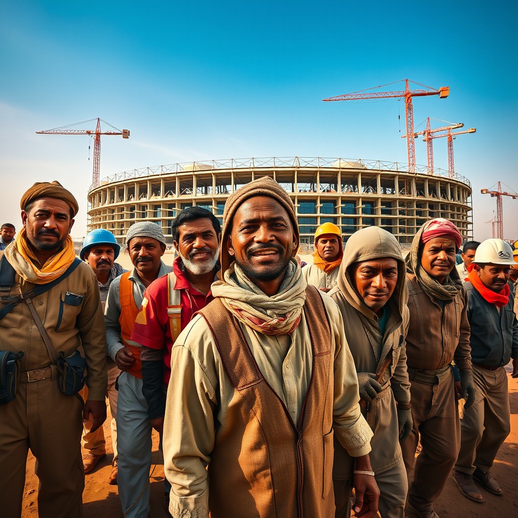 A powerful and emotive depiction of migrant workers in Qatar during the 2022 FIFA World Cup preparations