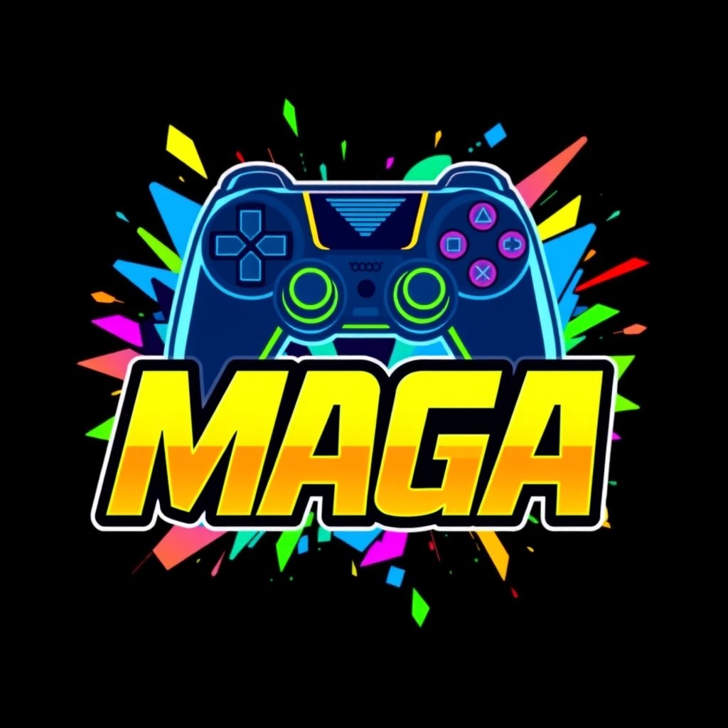 A vibrant and eye-catching profile picture for a YouTube channel named 'Gaman Maga'
