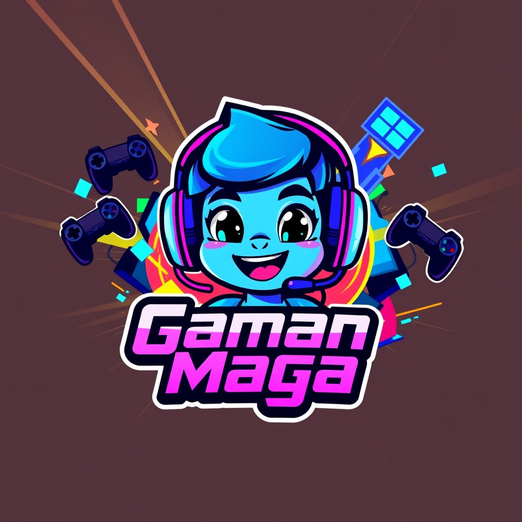 A vibrant, eye-catching profile picture for a YouTube channel named 'Gaman Maga'