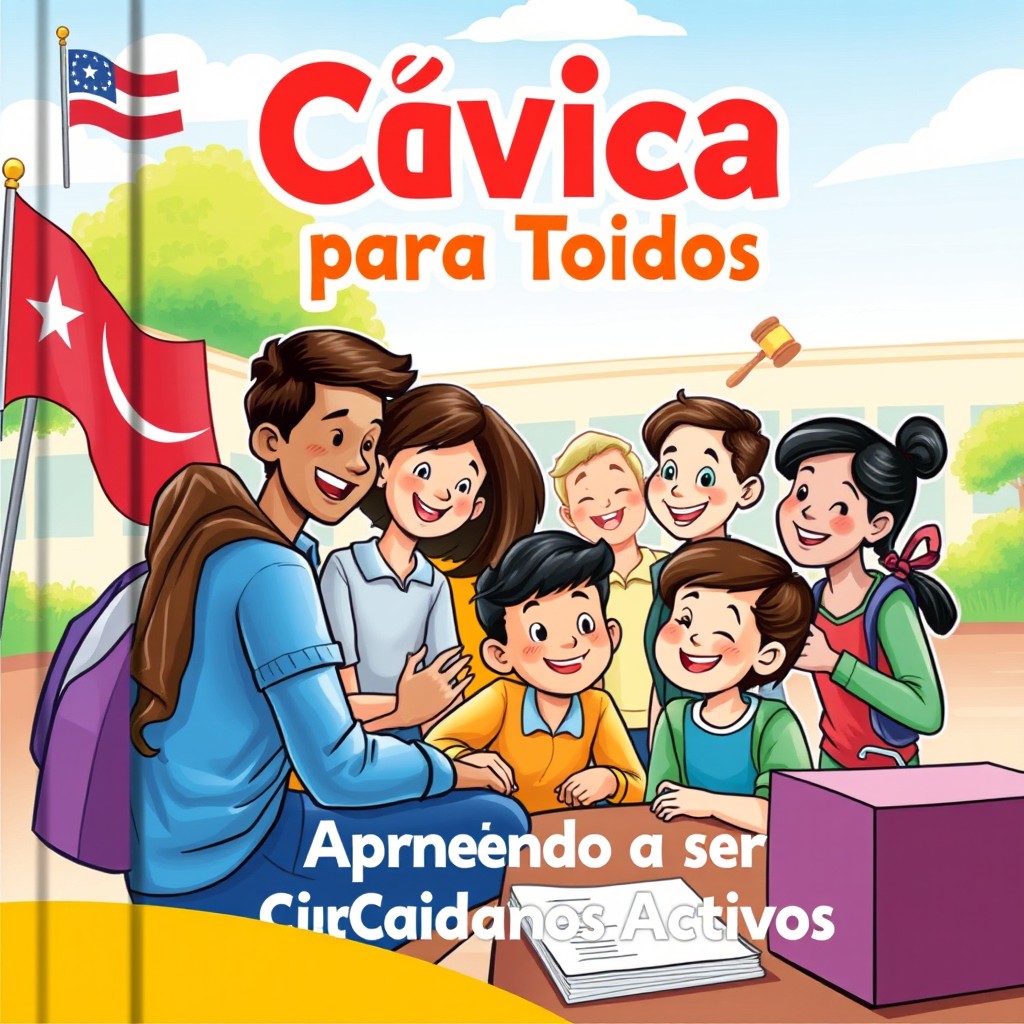 An illustrated cover design for a school civics textbook