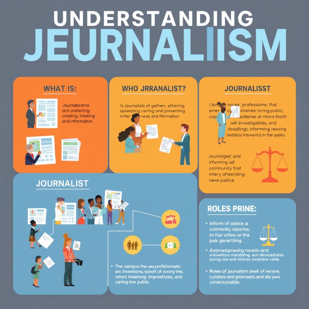 A creative infographic poster illustrating the essence of journalism