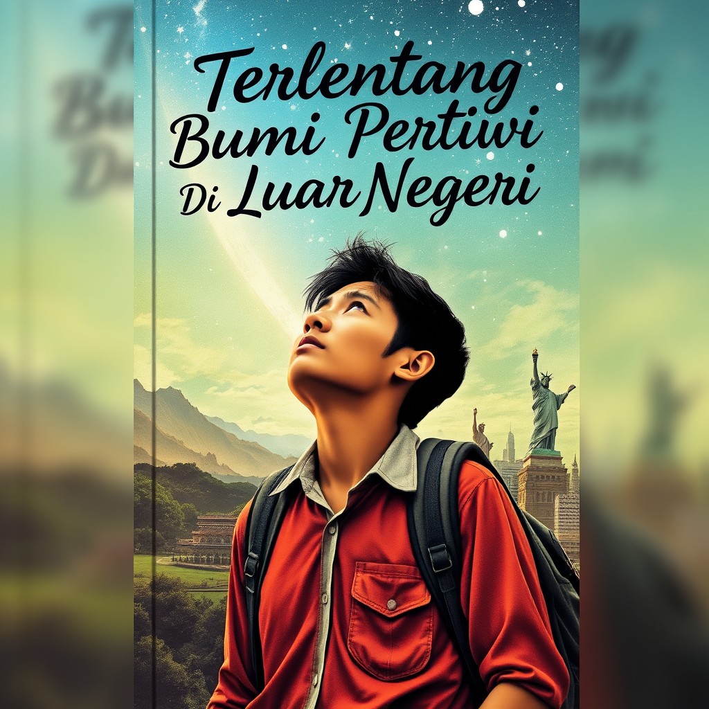 A captivating novel cover for the title 'Terlentang Dari Bumi Pertiwi, Terlunta di Luar Negeri'