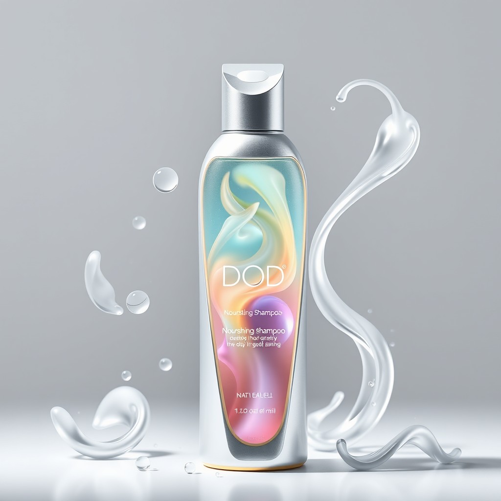 A futuristic nourishing shampoo named 'DOD' designed to treat fine, dry, and curly hair without the need for rinsing