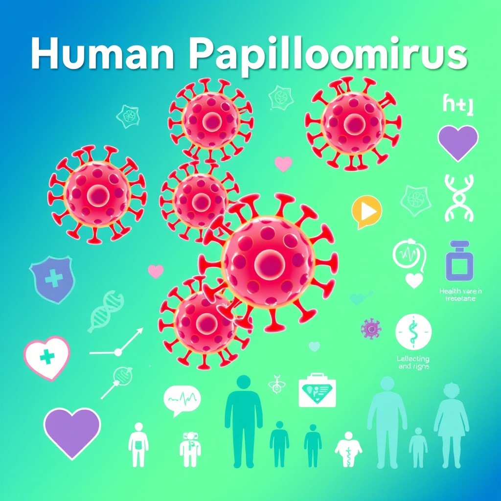 An informative and visually engaging illustration representing Human Papillomavirus (HPV)