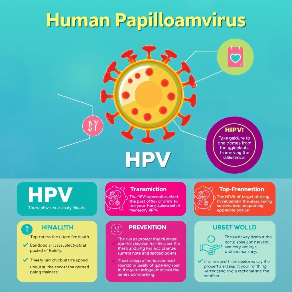 An educational illustration depicting the Human Papillomavirus (HPV) in a visually engaging manner