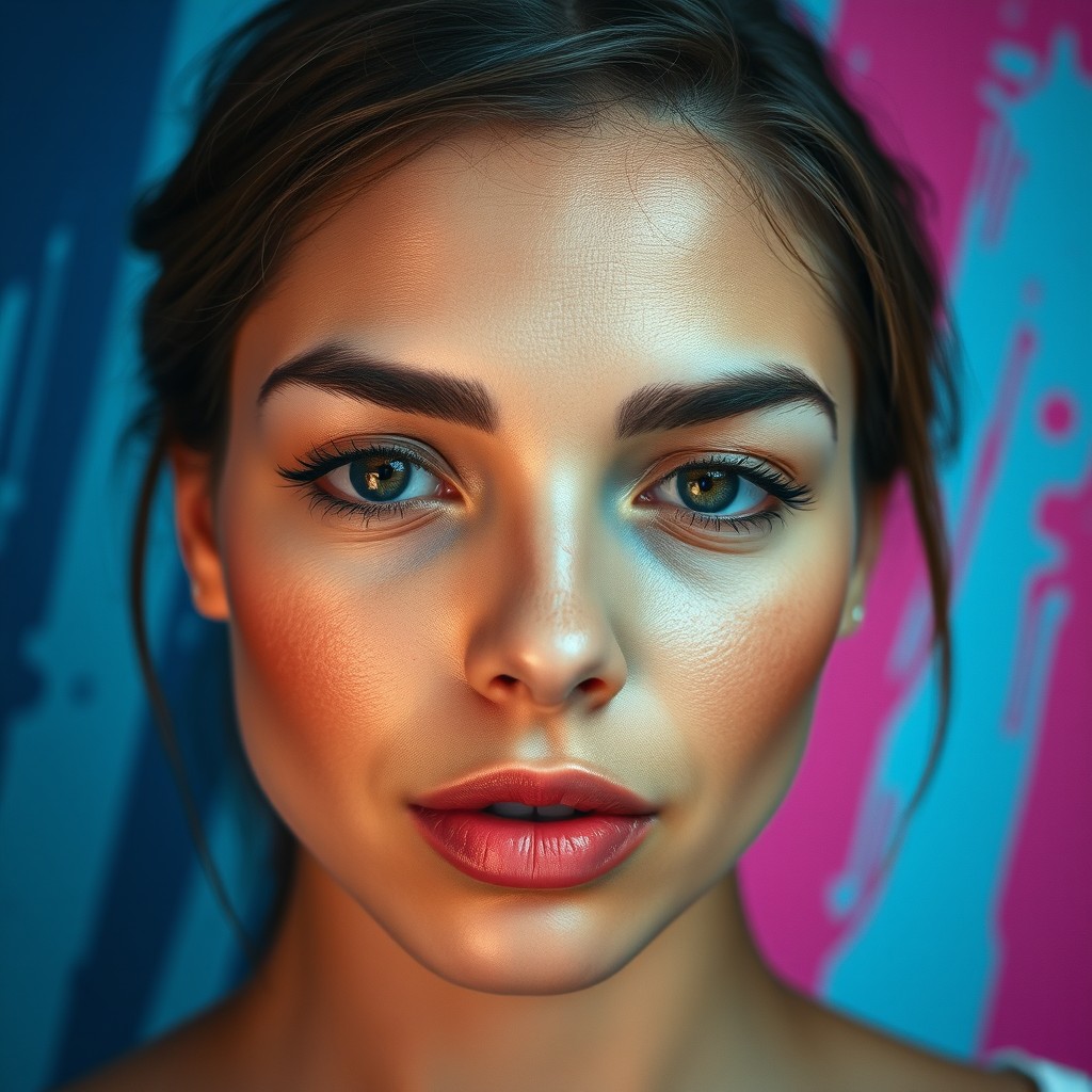 A close-up, realistic portrait focusing on the lower half of a beautiful female's face, particularly the lips and chin, emphasizing her natural beauty