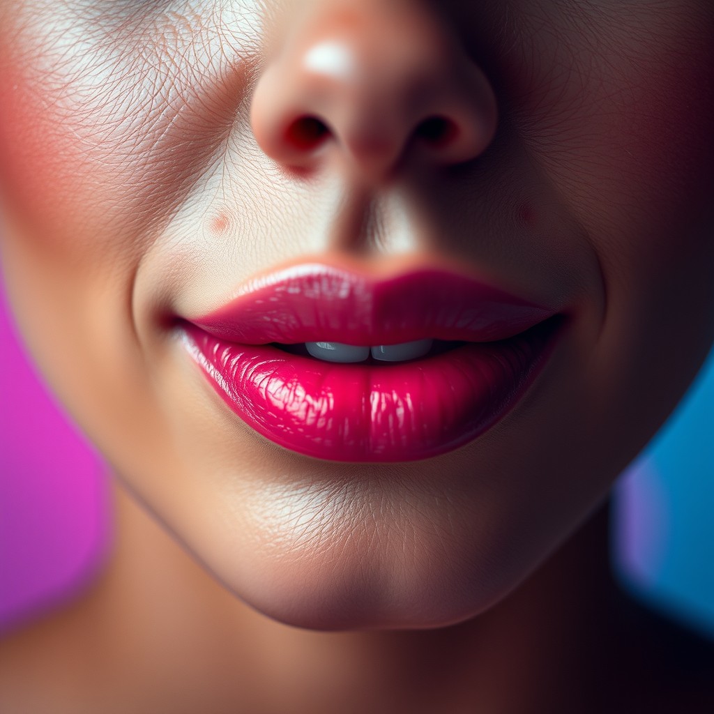 A close-up, realistic image focusing specifically on the lips of a beautiful woman, capturing only the lower half of her face
