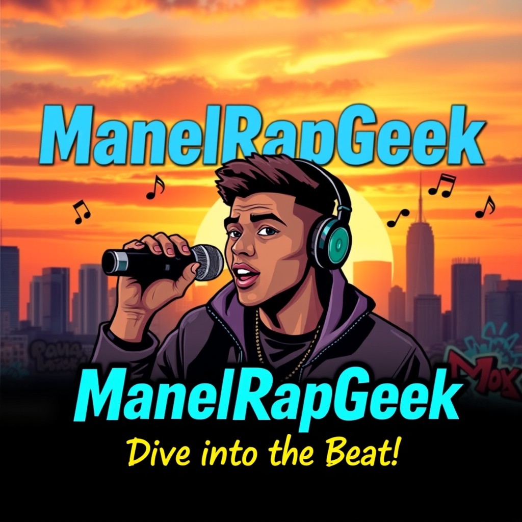 A vibrant and engaging YouTube thumbnail for the channel "ManelRapGeek"
