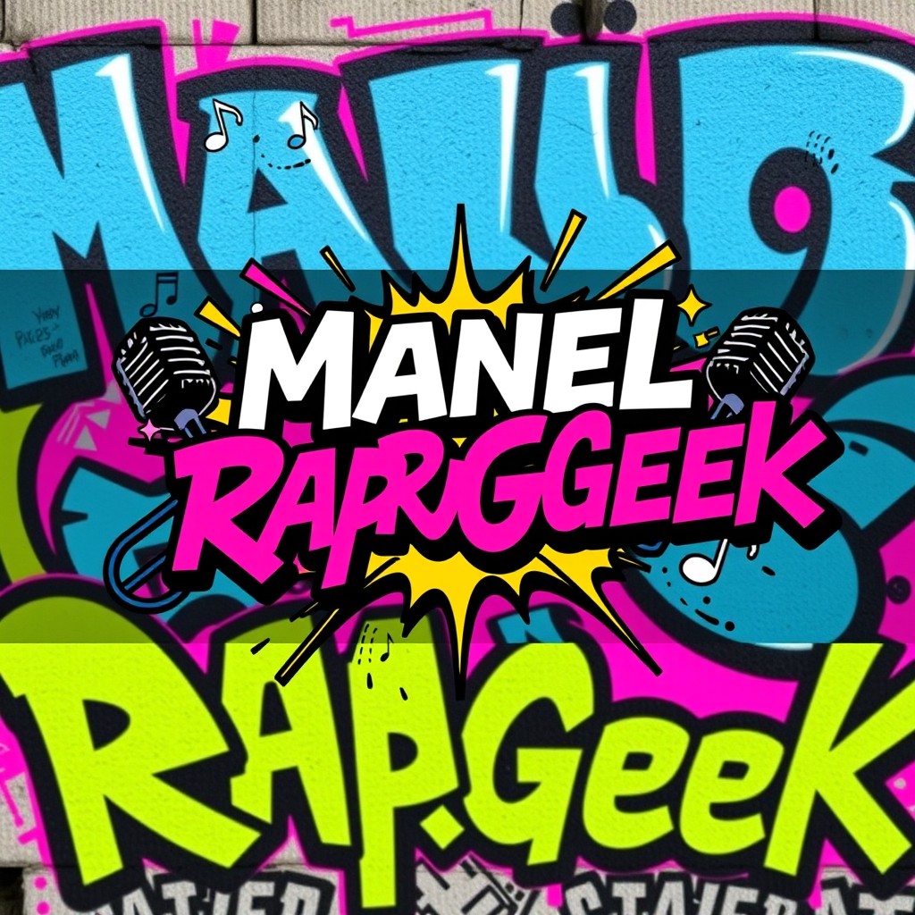 A vibrant and eye-catching YouTube thumbnail for the channel 'ManelRapGeek'
