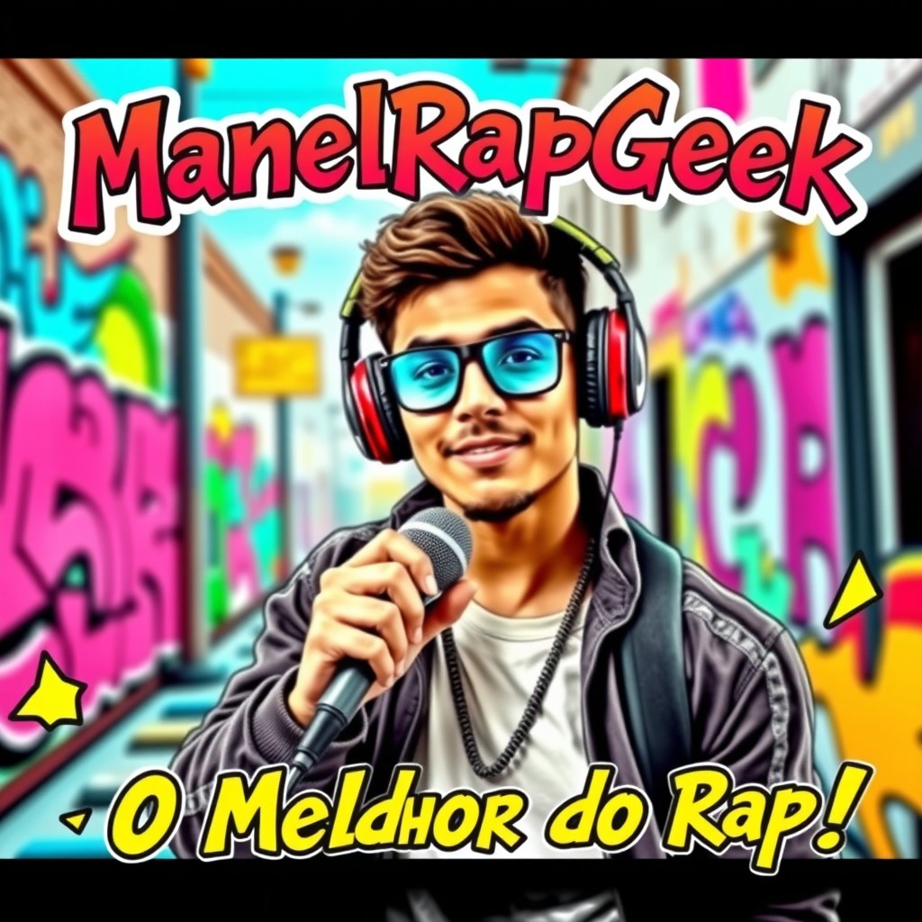 A vibrant and eye-catching YouTube thumbnail for the channel 'ManelRapGeek'