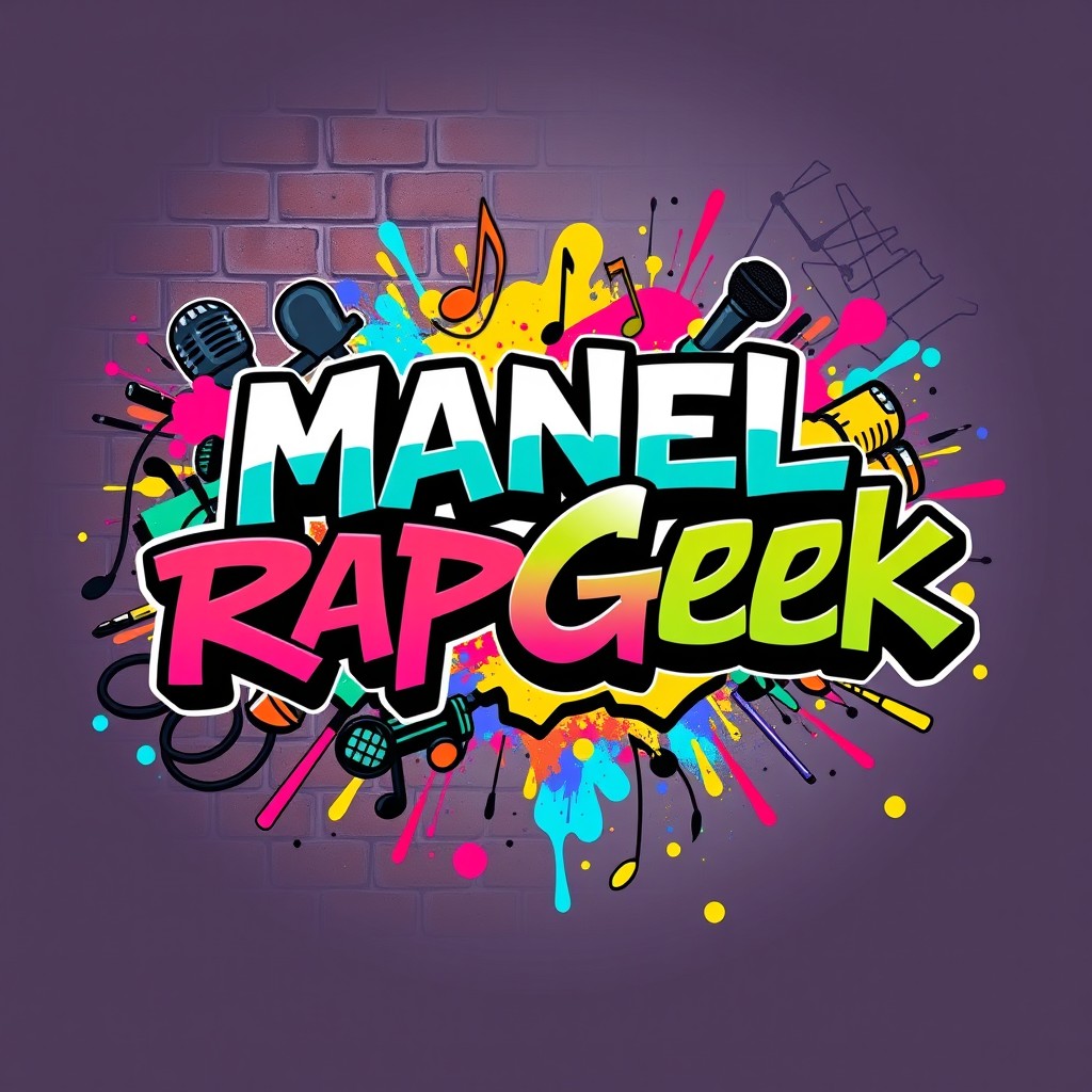 A vibrant and eye-catching thumbnail for a YouTube channel named 'ManelRapGeek'