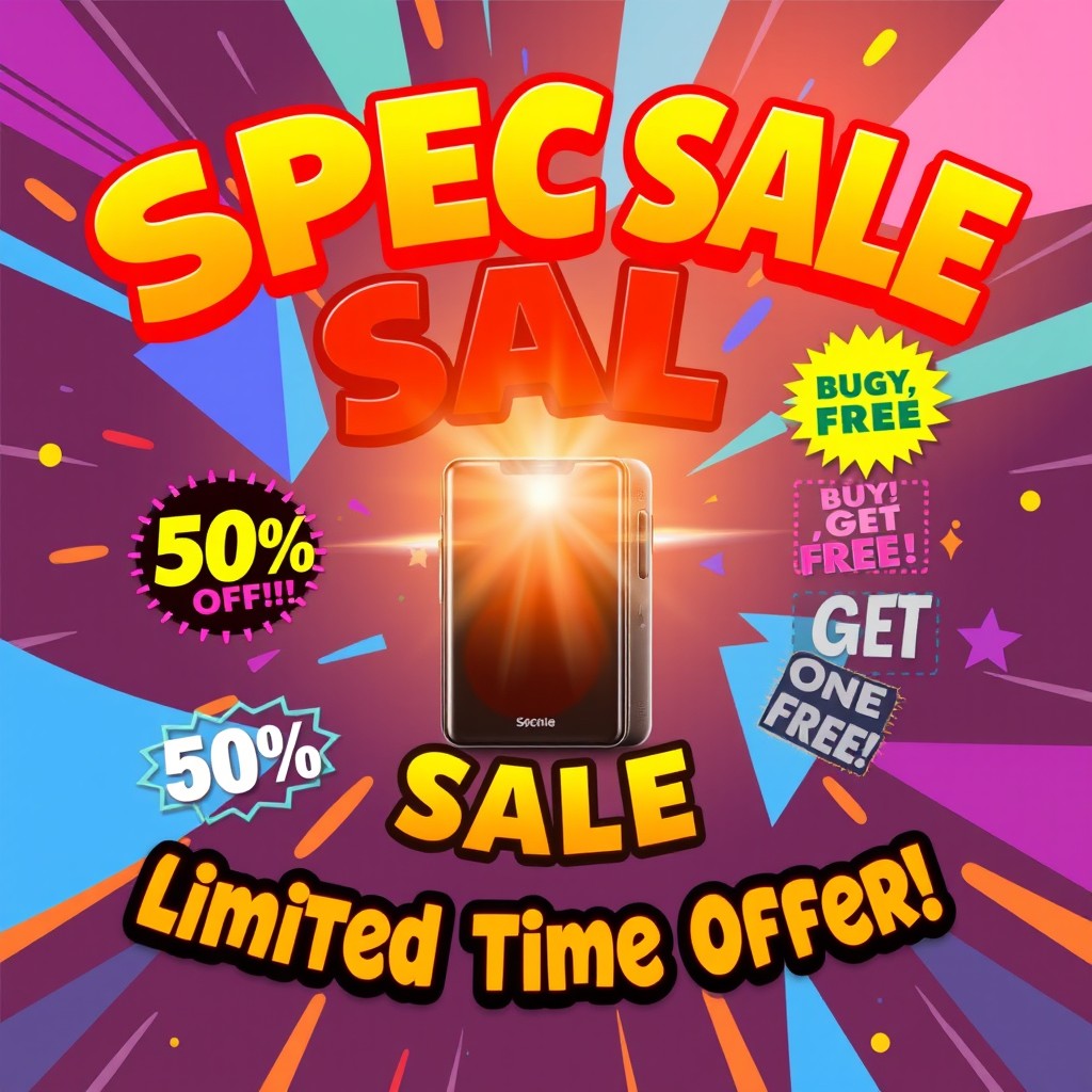 A vibrant and eye-catching advertisement poster showcasing an exciting sale on a product