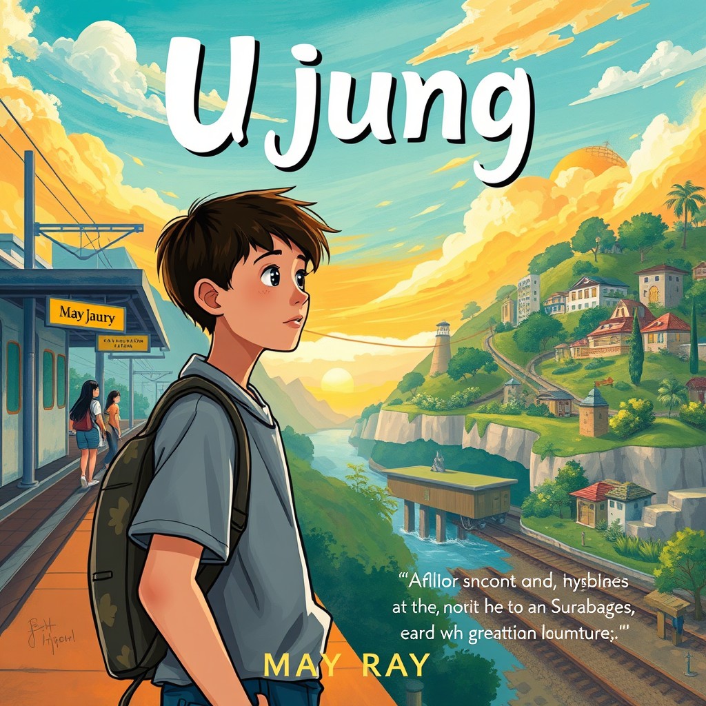A captivating cover illustration for the book titled "Ujung" by May Ray
