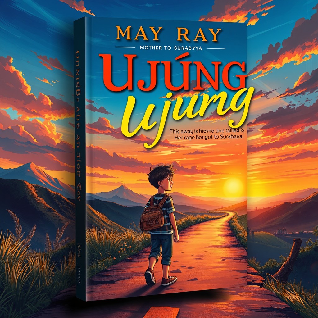 A captivating book cover design for a novel titled 'Ujung' by May Ray